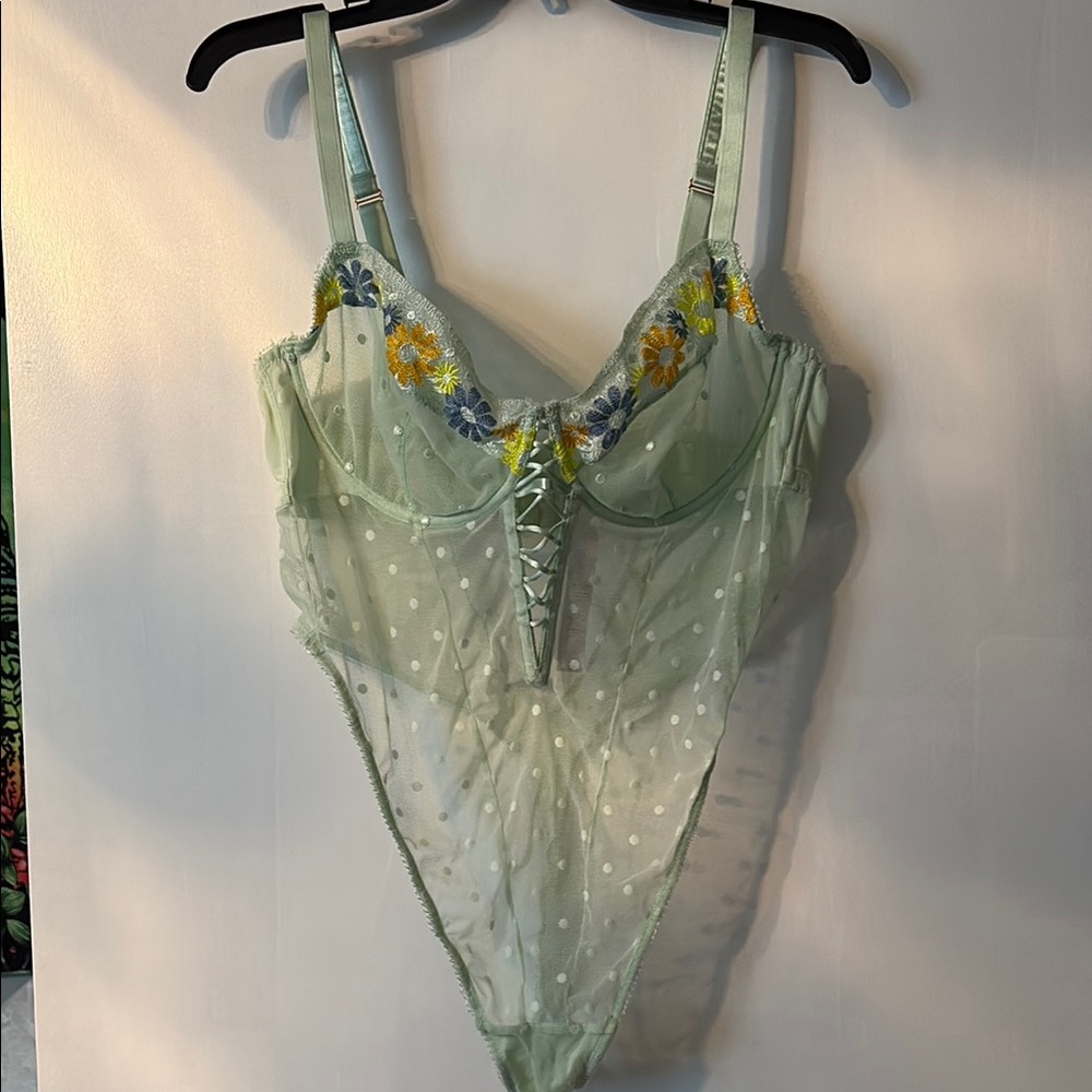 Floral Embroidered Sheer Bodysuit lingerie
